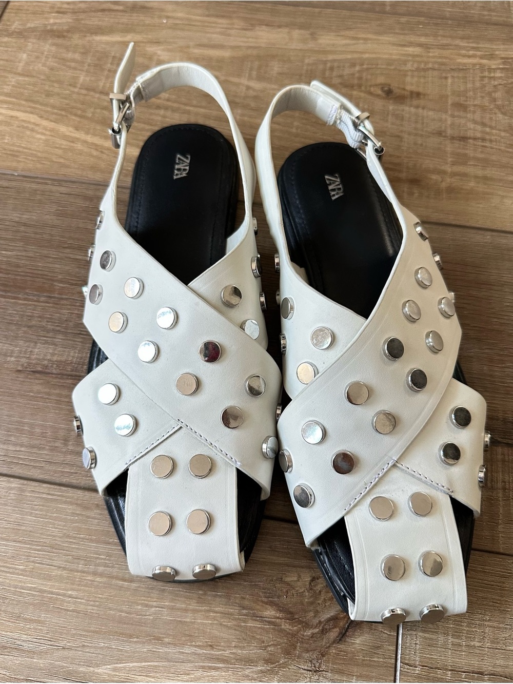 Zara leather sandals with silver studs